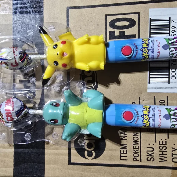 Pokemon Pikachu and Squirtle Spin Pop, set of 12 - Picture 1 of 7
